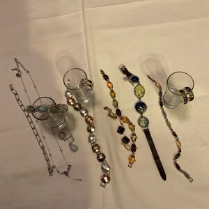 Bundle of Bracelets and Earrings in  Silver and Gold Tones